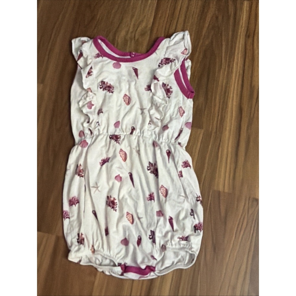 Kyte Toddler Girls Sz 3T Ruffle Seaside Romper Shorts Outfit EUC